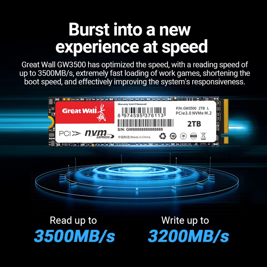 Great Wall SSD M.2 2280 NVMe PCIe 3.0 Interne Solid-State-Festplatte in Schwarz - Bild 2