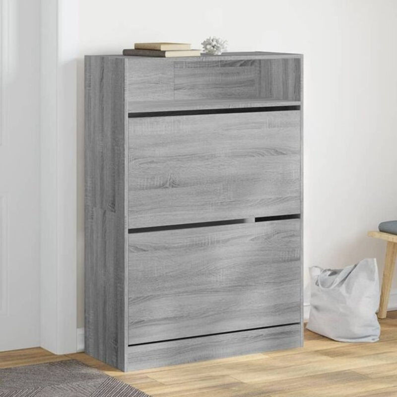 Schuhschrank Vidaxl in Grau mit 2 Drehtüren, Modern und Minimalistisch, B/T/H: 80 x 34 x 116 cm - Bild 1
