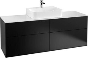 Villeroy & Boch Waschtischunterschrank Finion Wandmontage mit integrierter Beleuchtung und Innenschubladen, Weiß lackiert, B: 160 cm, T: 60,3 cm - Bild 1