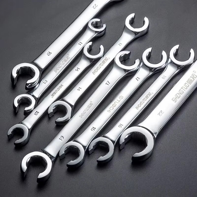 Ölrohr-Blare-Mutter-Schraubenschlüssel-Set in Silber, 6–27 mm, offener Bremsschlüssel für Autoreparaturen und Demontagearbeiten - Bild 3