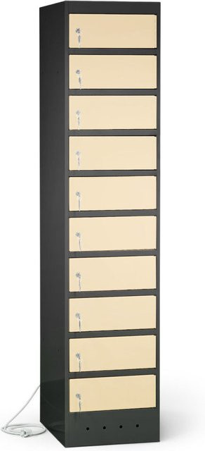 rotstahl Laptopschrank mit 10 Fächern aus Stahlblech, Farbe: Elfenbein/Beige, B/H: 40 x 180 cm - Bild 1