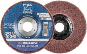 PFERD TOOLS POLINOX Vlies-Schleifdisc PNL Blau Ø 125 mm Bohrung-Ø 22,23 mm A280 für Feinschliff und Finish - Bild 1