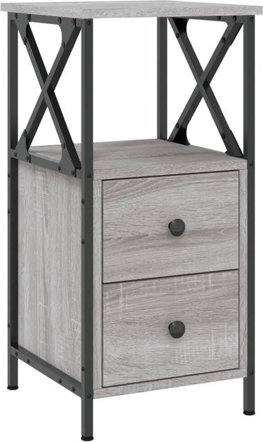 vidaXL Nachttisch in Grau Sonoma-Eiche aus Holzwerkstoff und Eisen, B/T/H: 34 x 35,5 x 70 cm - Bild 1