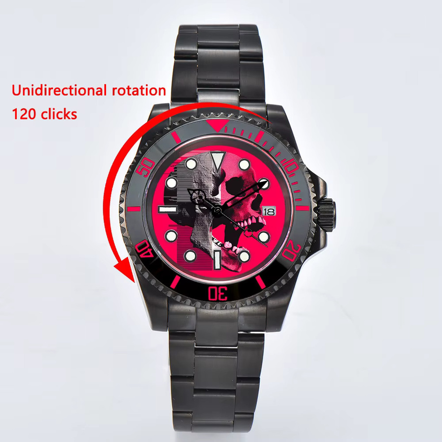 Armbanduhr Edelstahl, Automatik, 40 mm, Saphirglas, Schwarz, Unisex - Bild 3