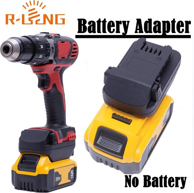 DeWalt Akku-Konverter-Adapter für 18 V Li-Ion Akkus auf Milwaukee 18 V Akkuwerkzeuge mit LED-Licht und USB-Anschlüssen in Schwarz - Bild 1