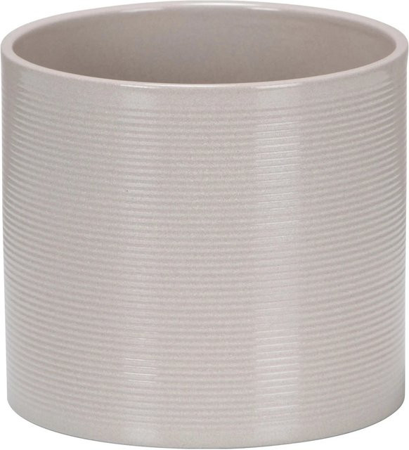 Scheurich Übertopf 828 Keramik in Beige mit Querrillen, Durchmesser: 14 cm - Bild 1