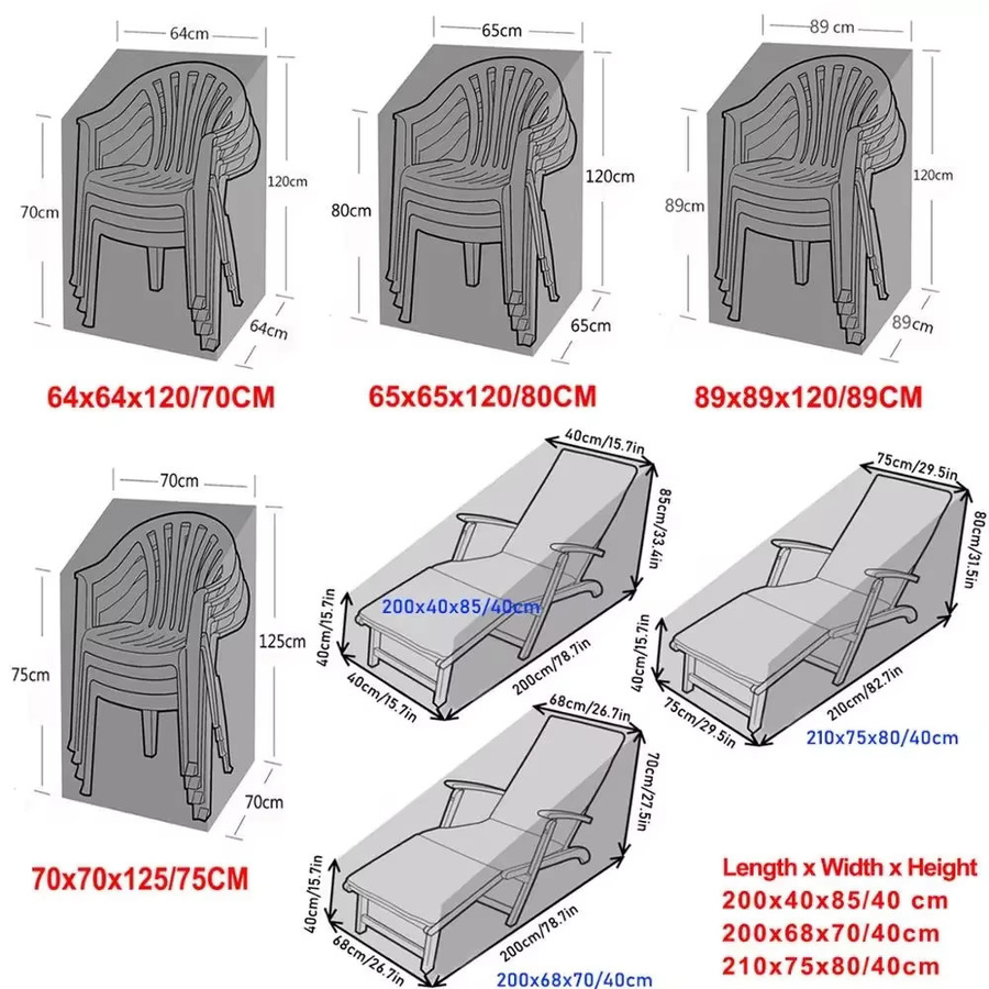 MY·BAKERMAN Wasserdichte Outdoor-Abdeckung für Gartenmöbel und Sofas aus Polyester, Schwarz - Bild 4