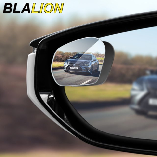 Blalion 2er Set Totenwinkel-Spiegel für Auto und Motorrad, 360 Grad drehbar, rahmenlose Weitwinkel-Rückspiegel, Schwarz/Transparent - Bild 1