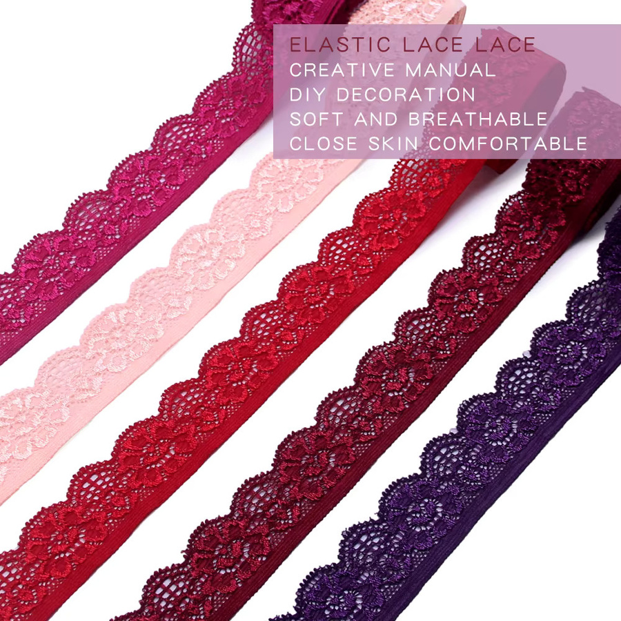 St.Lucas Elastisches Spitzenband mit Blumenmuster, Breite: 2,5 cm, 5 Yards, Grau und Mehrfarbig - Bild 2
