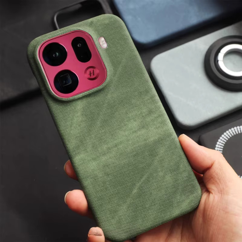 Luxuriöse Handyhülle mit Stofftextur und magnetischem Verschluss für OPPO Find X9 Pro und X9 in Blau oder Grün - Bild 2