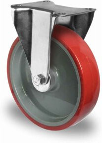 CASCOO Bockrolle Serie N2U6 mit Rollenlager aus Stahl und Kunststoff, Durchmesser: 200 mm, verzinkt, grau-rot - Bild 1