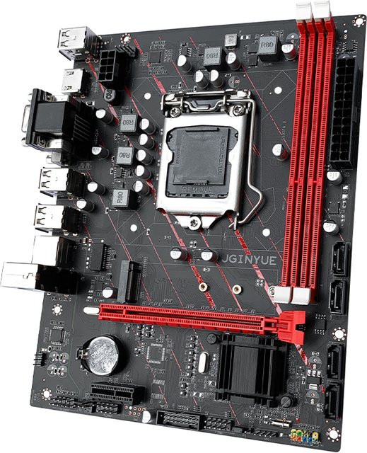 Jginyue H61 M-ATX Motherboard LGA1155 für Intel i3 i5 i7 e3 v2 CPUs, DDR3, Schwarz - Bild 1