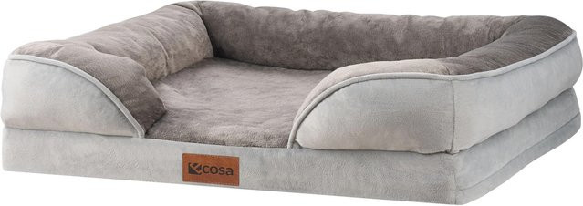 Ecosa Orthopädisches Hundebett aus Samt und Flanell in Grau, B/T/H: 71 x 58 x 18 cm - Bild 2