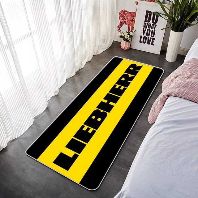 Rutschfeste Liebherr Fußmatte in Gelb mit modernem Grafikdesign, B/T: 60 x 40 cm - Bild 1