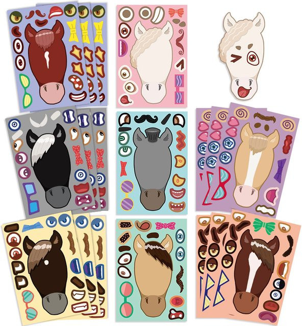 8 Designs Cartoon-Pferdekopf-Collage-Aufkleber von AnimeWorlds Store, wasserfeste DIY-Aufkleber in Multicolour für Tagebücher, Handyhüllen und Notizbücher - Bild 1