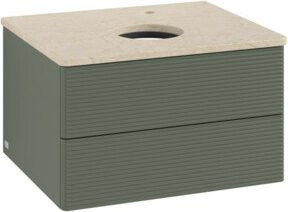 V&B Waschtischunterschrank Antao mit Frontstruktur und LED-Beleuchtung, Wandmontage, Lackiert, B/T/H: 60 x 36 x 50 cm - Bild 1