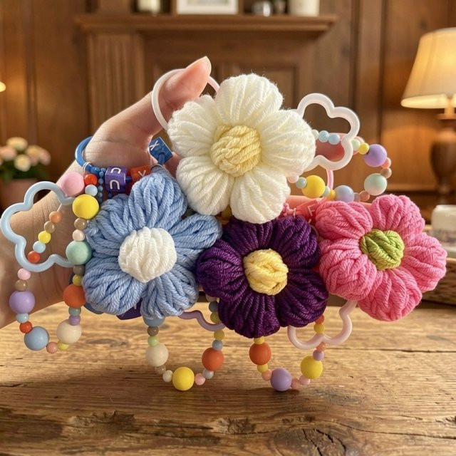 XINYOUHUO Schlüsselanhänger, Blumen, handgewebt - Bild 1