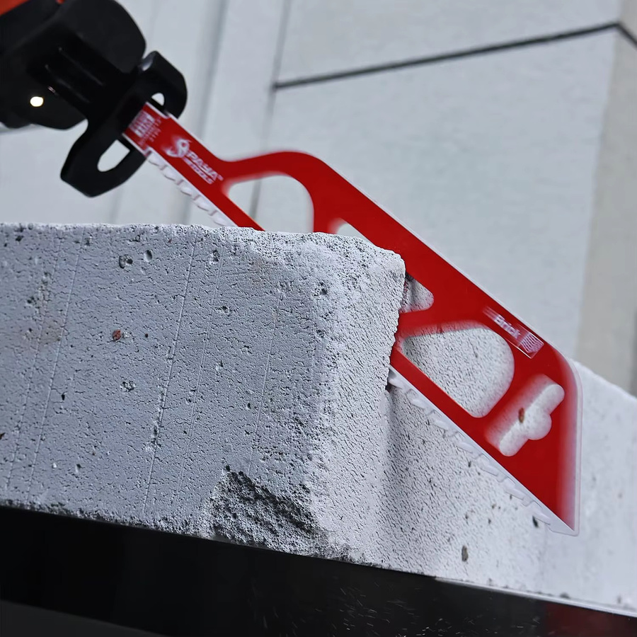 PAYA Abbruch-Säbelsägeblatt mit Hartmetallklingen für Porenbeton und Hohlziegel, Länge: 305 mm, 2 TPI, Rot - Bild 5