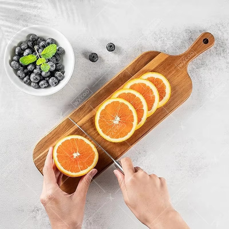 WXCOO Schneidebrett aus Akazienholz in Braun, rechteckiges Servierbrett für Charcuterie, Brot und Obst - Bild 3