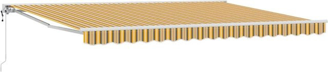 vidaXL Elektrische Ausziehbare Markise mit Semi-Cassette in Gelb Grau und Weiß, B: 5 m, T: 3,5 m - Bild 1
