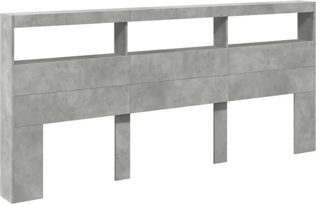 vidaXL LED-Kopfteil mit Ablage und USB-Anschluss in Betongrau, B/T/H: 220 x 17 x 102 cm - Bild 1