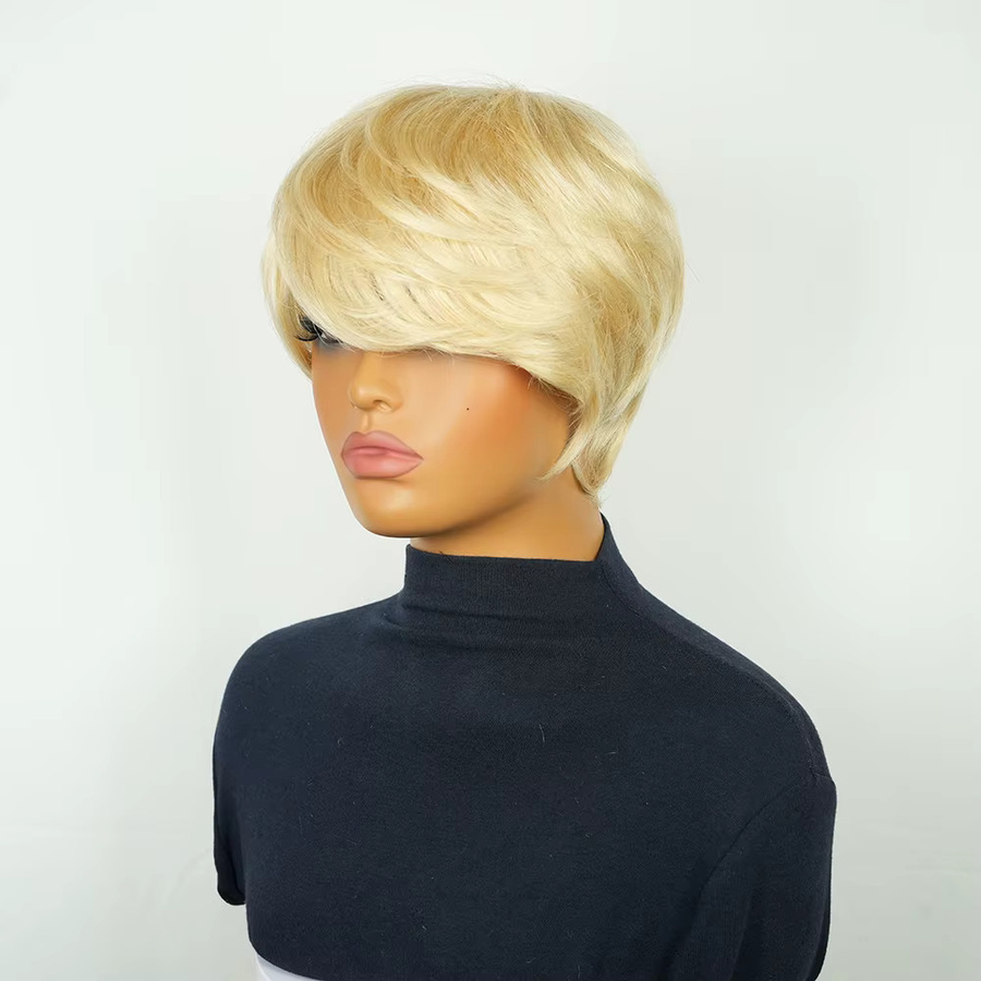 OYM HAIR Haarperücke Pixie Cut, 6 Zoll, Blonde, Glatte Brasilianisches Haar - Bild 3