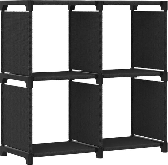 vidaXL Würfel-Regal mit 4 Fächern in Schwarz aus Stahl und Stoff, B/T/H: 69 x 30 x 72,5 cm - Bild 1