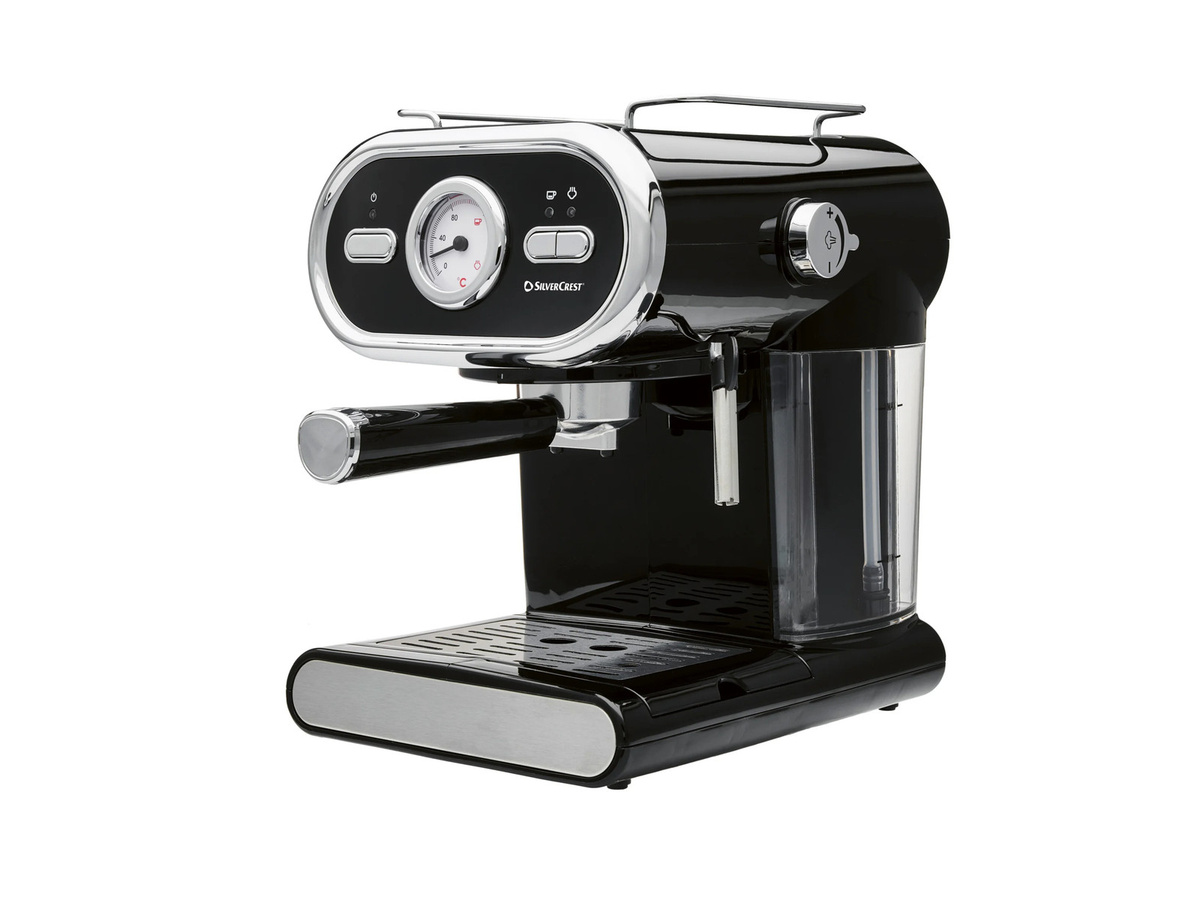 SILVERCREST Espressomaschine in Schwarz mit Dampflanze, Heißwasserfunktion und Mahlwerk für gemahlenen Kaffee, 1100 Watt - Bild 3