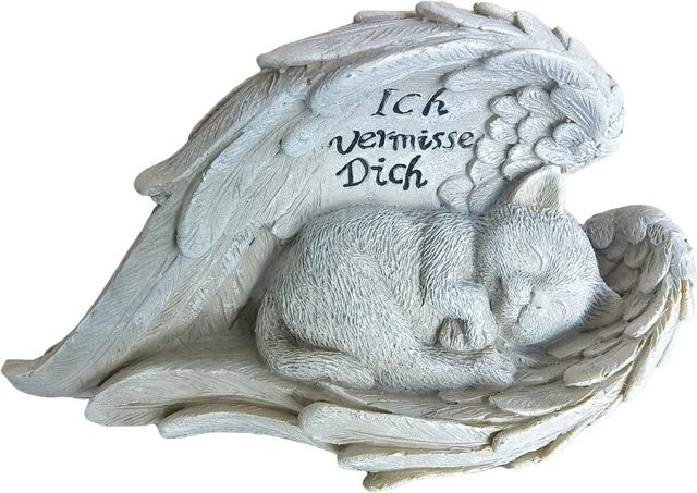 Relaxdays Katzenengel aus Polyresin in Creme, wetterfeste Tischdekoration, H x B x T: 21 x 12 x 11 cm - Bild 1
