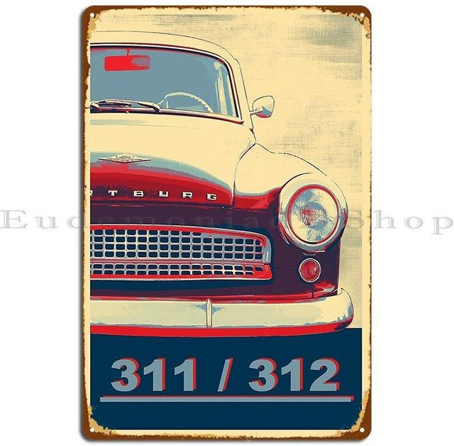 Wartburg Metallplakette Blechschild im Rost-Design für Garage und Party, B: 30 cm, H: 20 cm - Bild 1