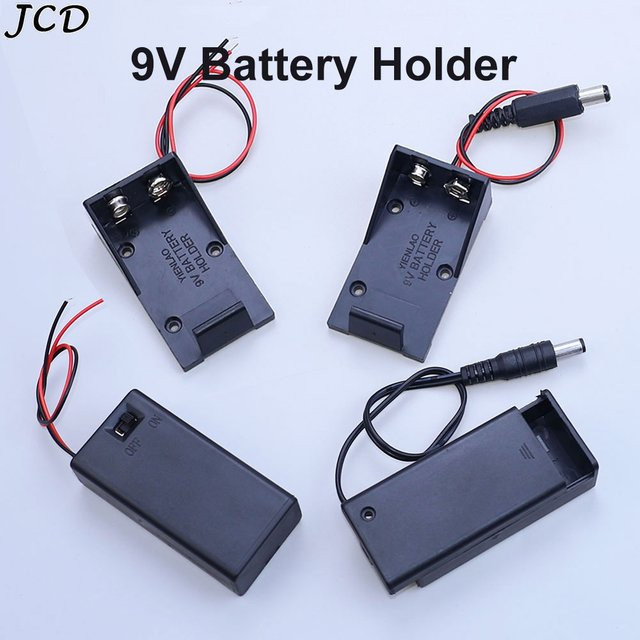 JCD 9V Batteriehalter mit Abdeckung, EIN/AUS-Schalter und DC-Stecker in Schwarz - Bild 1