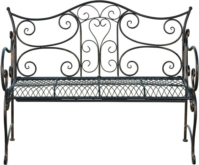 DELUKE Gartenbank TODOR aus Metall in Bronze im Vintage-Design für Garten und Terrasse, B/T/H: 113 x 47 x 89 cm - Bild 1