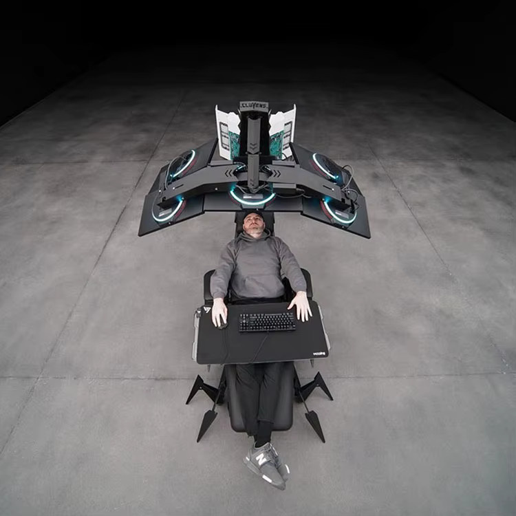 Cluvens Scorpion Chair Ergonomischer Zero Gravity Gaming-Stuhl mit Cockpit für 3 bis 5 Monitore in Schwarz - Bild 2