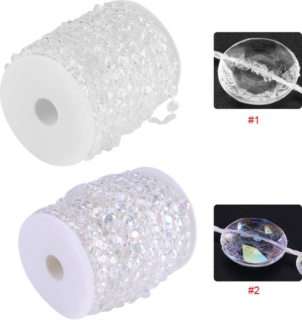 Aramox Acryl Kristall Perlenkette Transparent für DIY Handwerk und Dekorationen wie Hochzeit oder Party, 30 m - Bild 1
