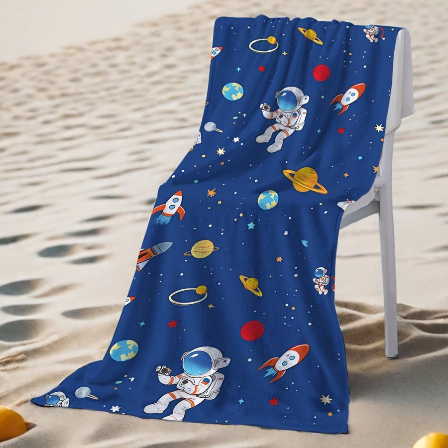 Dalangpa Strandtuch Astronaut Planet Rakete, schnelltrocknend und atmungsaktiv, B: 40 cm, H: 60 cm - Bild 4