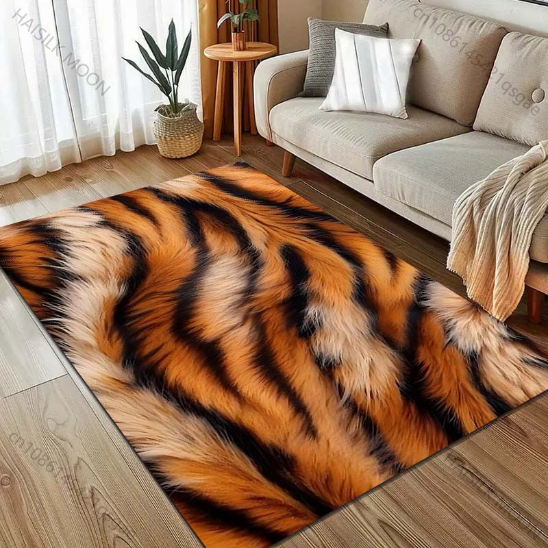 UQIDEHOME Teppich mit Tigerfell-Texturdruck in Multicolour, moderner Bereichsteppich aus Polyester, B/T: 60 x 40 cm - Bild 5