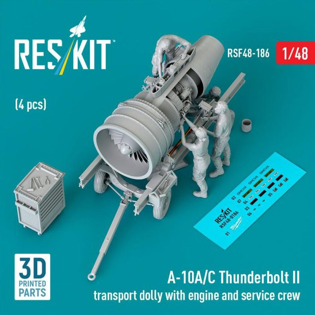 ResKit Models A-10A/C Thunderbolt II, Transport dolly with engine and service crew, 4-teiliges Set, 1:48 - Bild 1