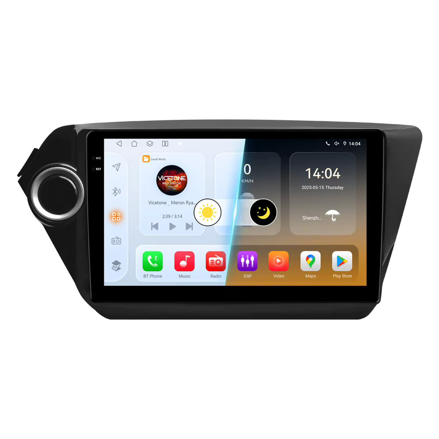 Hizpo Android 14 Autoradio für Kia RIO 3 mit CarPlay, GPS-Navigation, Multimedia-Player und 360-Grad-Kamera in Schwarz - Bild 5