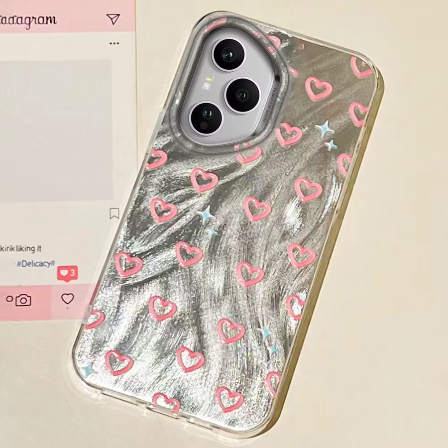Rosa Handyhülle mit Herz-Design für Honor Modelle in Koreanischem Stil - Bild 2