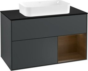 Villeroy & Boch Waschtischunterschrank Finion mit Abdeckplatte, Farbe Mittelblau lackiert, B: 100 cm, T: 50,1 cm - Bild 1