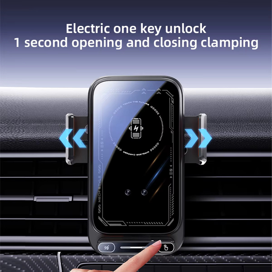 Auto-Sensing Qi Fast Wireless Charger Autotelefonhalterung mit One-Touch Release und Rotation in Schwarz für iPhone und Android - Bild 4