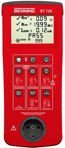 Benning ST 725 Gerätetester für VDE-Norm 0701-0702 mit Batterie- und Netzbetrieb in Rot - Bild 1