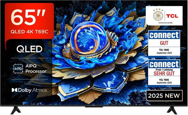 TCL 65 Zoll QLED 4K UHD LED-Fernseher in Schwarz B/H: 145 x 88 cm - Bild 1