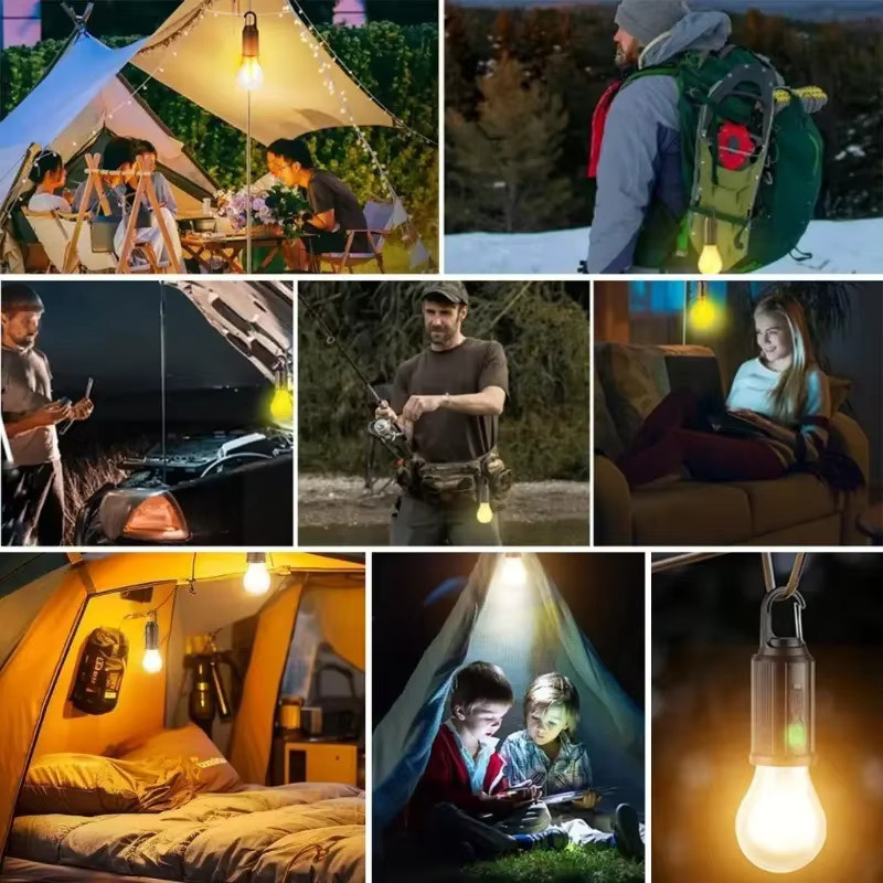 Tragbare Solar-Campinglampe mit USB-Aufladung, schwarze Notfall-Laterne mit Haken für Garten, Wandern und Outdoor-Einsätze - Bild 2