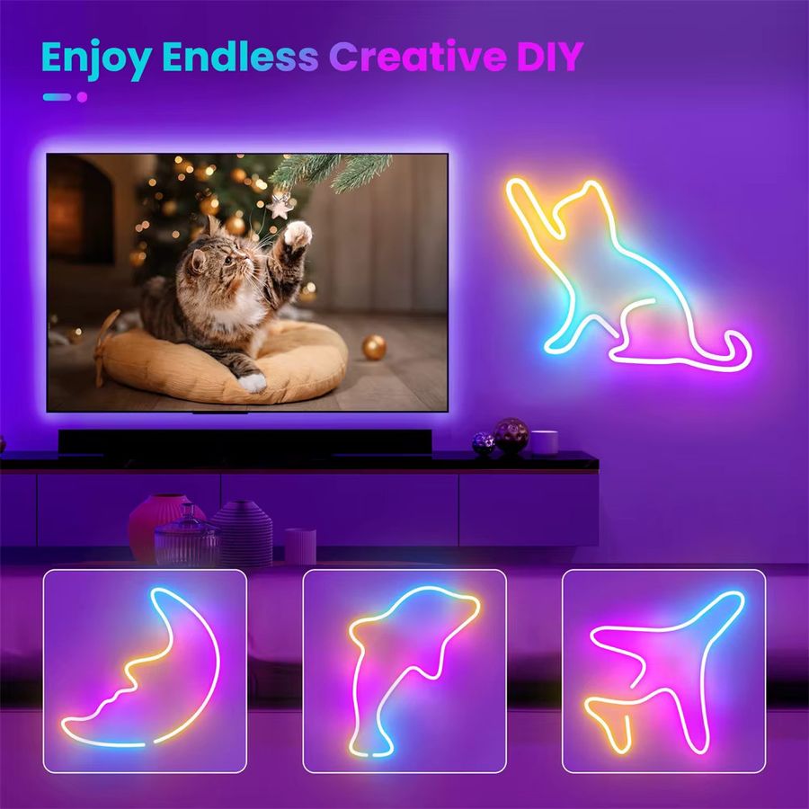 Acosh Neon RGBIC Dreamcolor LED Lichtstreifen mit Musiksynchronisierung und Bluetooth via USB 5V - Bild 3