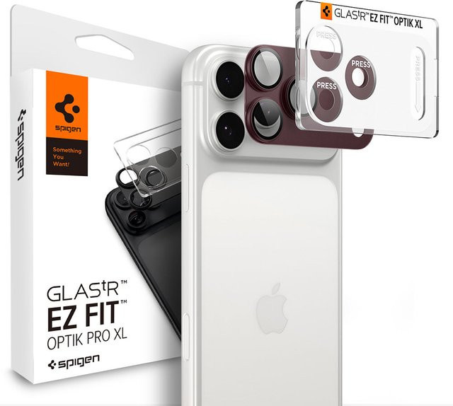 Spigen GlastR EZ FIT Optik Pro XL Schutzfolie für die Rückkamera von Apple iPhone 18 Pro aus gehärtetem Glas in Burgunderrot - Bild 1