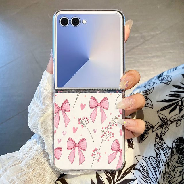 MOESOE Handyhülle mit Schmetterlingsblumenmuster für Samsung Galaxy Z Flip 7, FE 6, 5, 4, 3 5G, transparente Klappabdeckung aus hartem PC, Multicolour - Bild 1