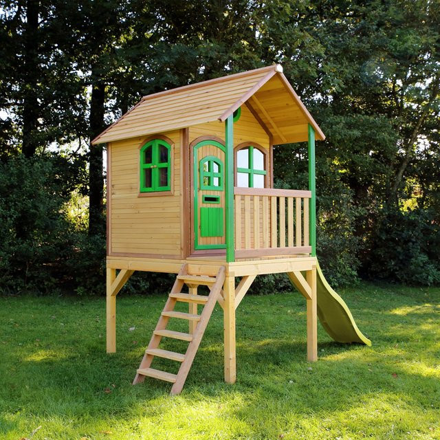 Axi Spielhaus Laura Braun/Grün mit Rutsche Hellgrün Spielhaus - Bild 1