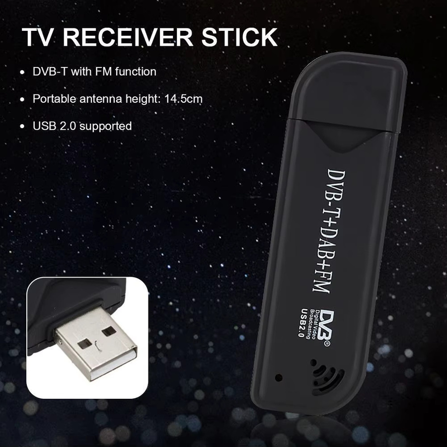 VODOOL Mini Tragbarer TV-Stick 820T2 Digitaler USB 2.0 TV-Empfänger DVB-T/T2 DAB+ FM RTL2832U SDR Tuner Dongle in Schwarz - Bild 3