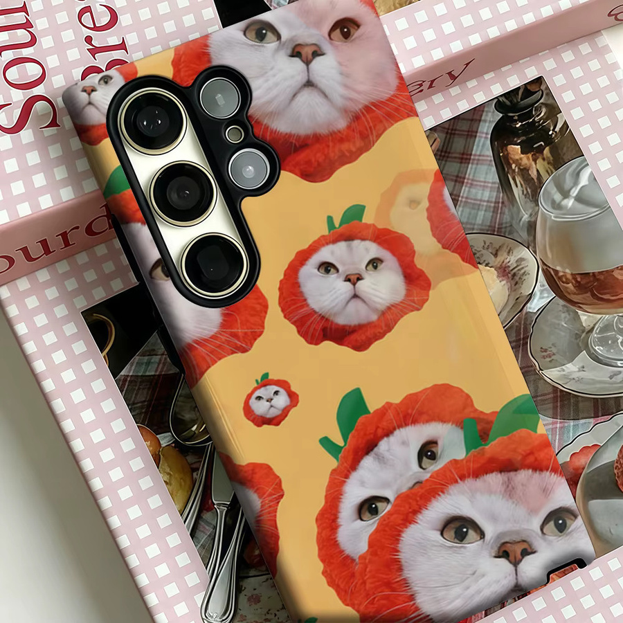 Stoßfeste Handyhülle mit Tomaten-Katzen-Collage für Samsung Galaxy S25 Ultra, S24 und S23 Ultra Plus in Multicolour - Bild 4